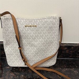 Michael Kors Cream and Brown Crossbody Bag